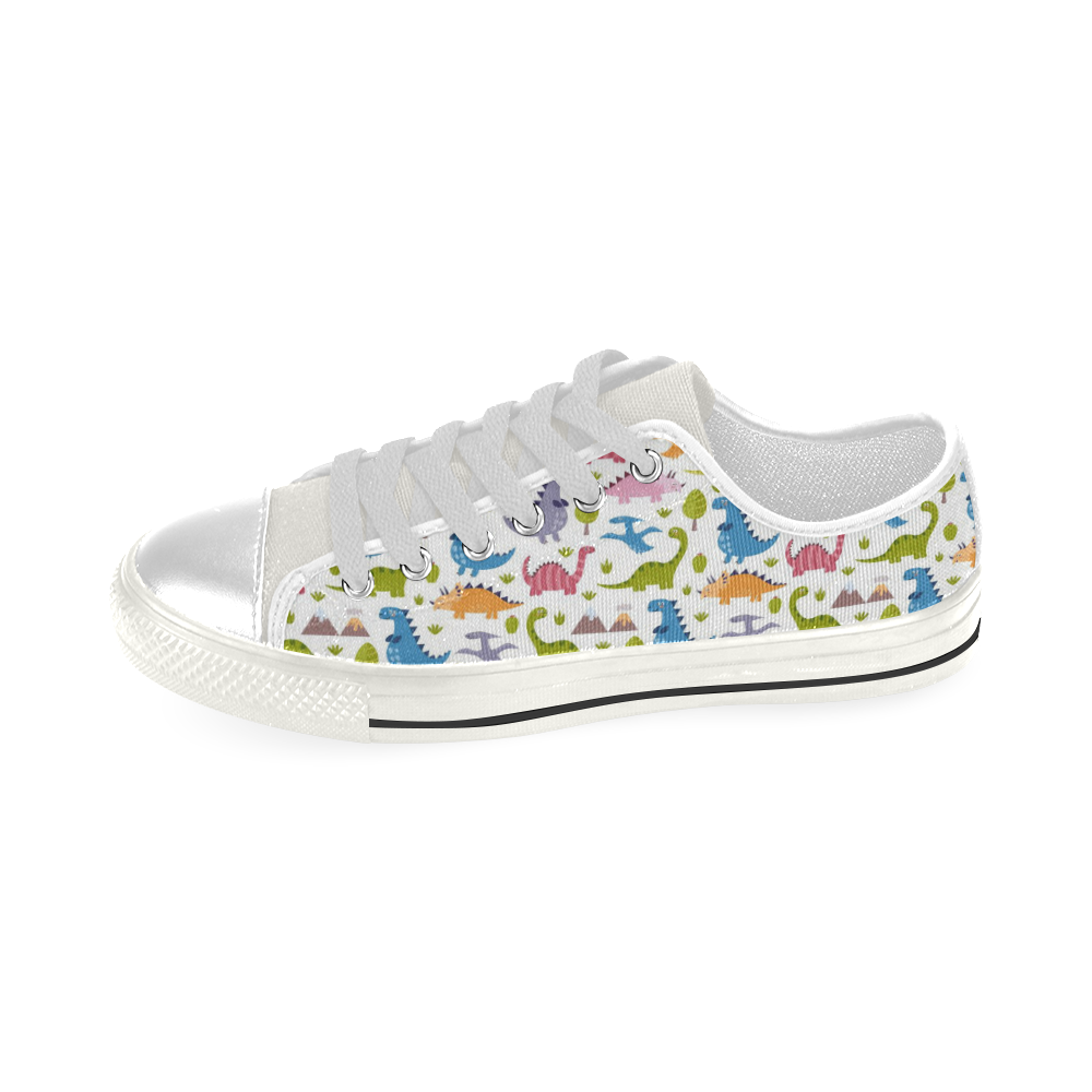Dinosaur Pattern Low Top Canvas Shoes for Kid (Model 018)