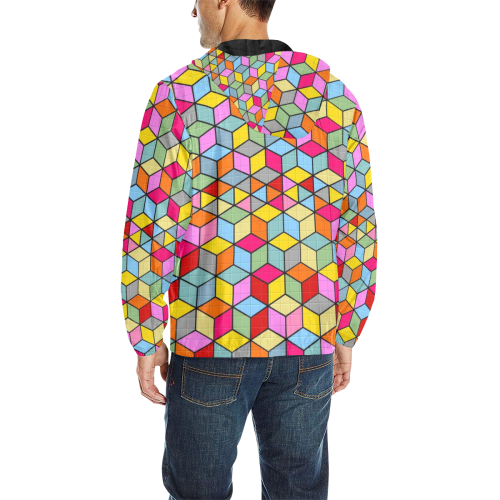 Karo by Nico Bielow All Over Print Quilted Windbreaker for Men (Model H35)