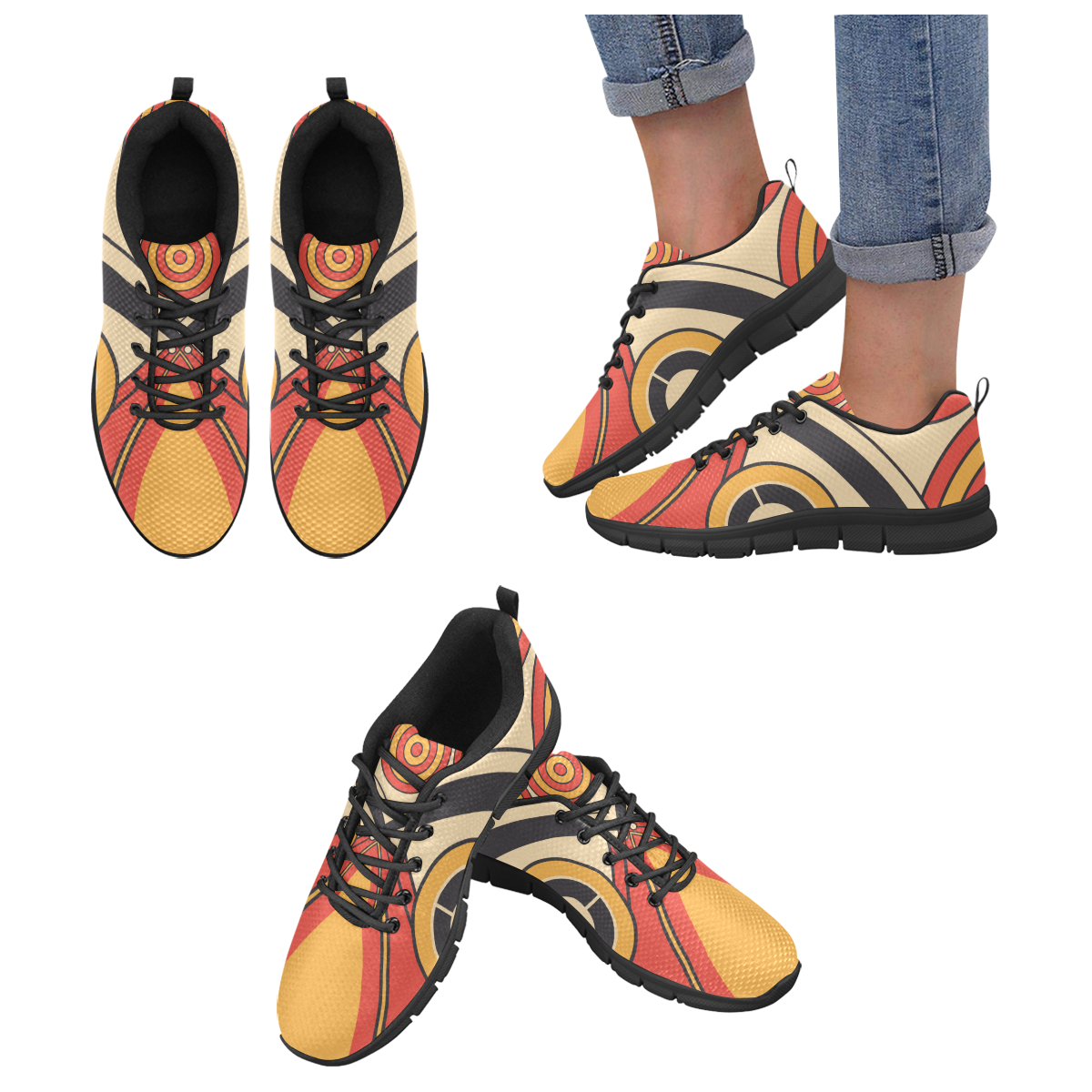 Geo Aztec Bull Tribal Women's Breathable Running Shoes/Large (Model 055)