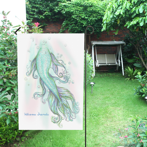 Mermaid Welcome Friends Garden Flag 28''x40'' （Without Flagpole）