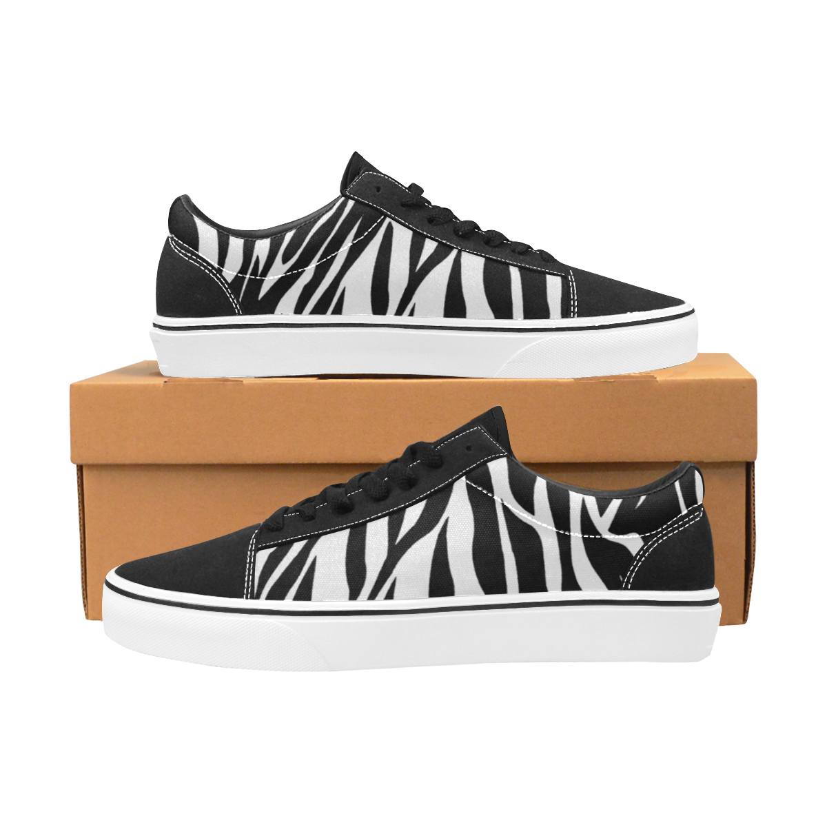 skate zebra Men's Low Top Skateboarding Shoes (Model E001-2)