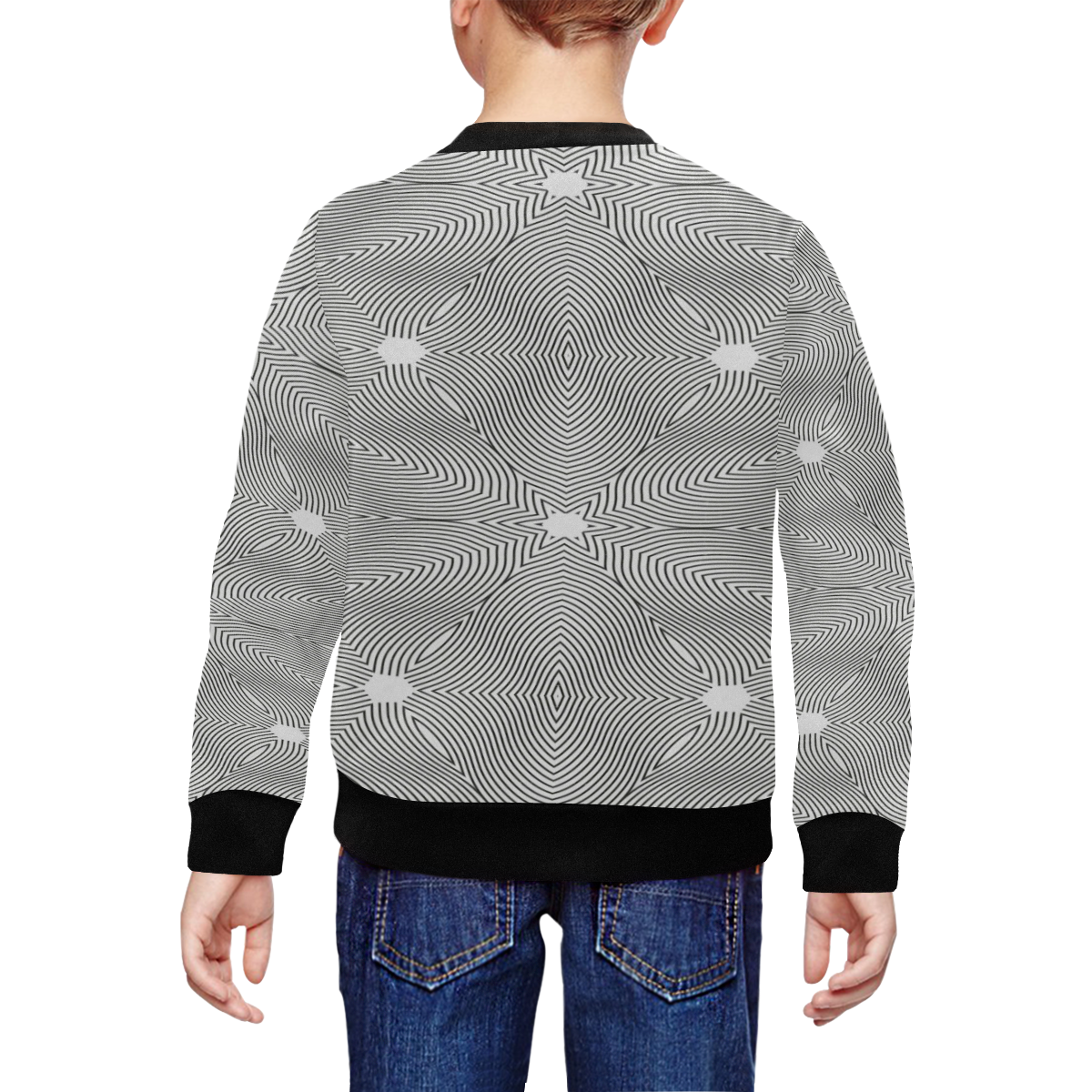 grey waves All Over Print Crewneck Sweatshirt for Kids (Model H29)