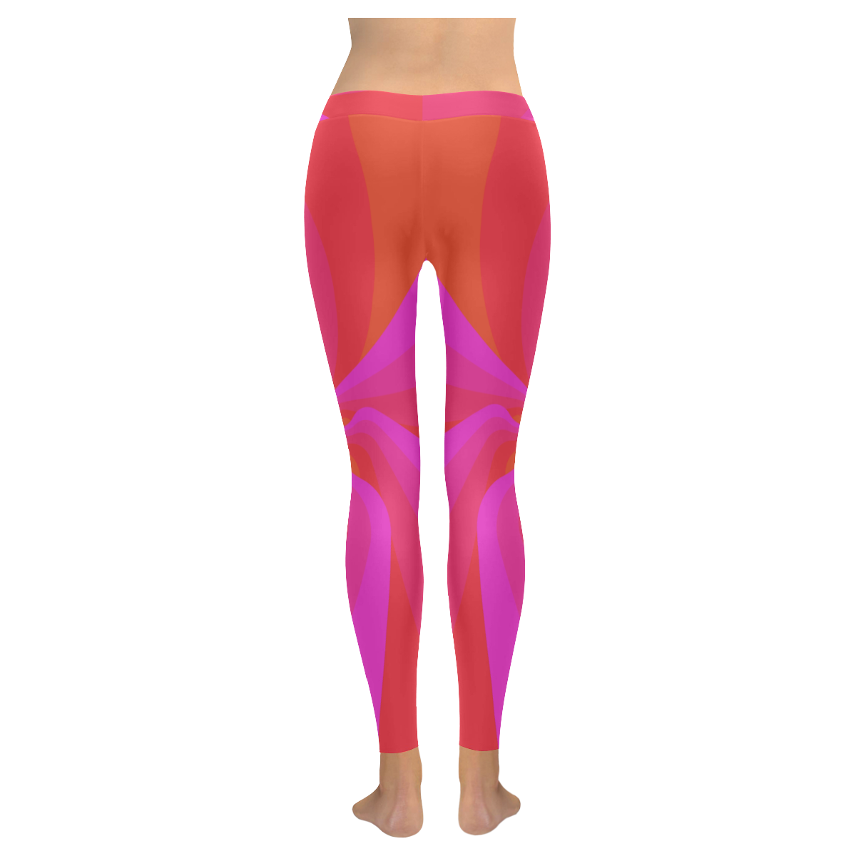 Pink waves Women's Low Rise Leggings (Invisible Stitch) (Model L05)
