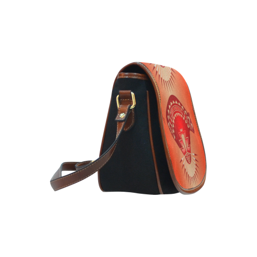 Three Bears Red Saddle Bag/Small (Model 1649)(Flap Customization)