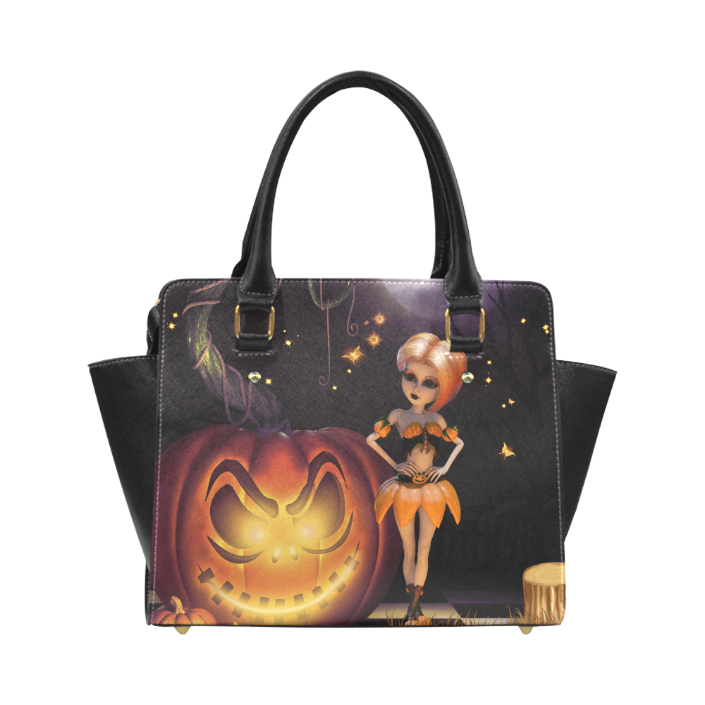 Halloween, girl with pumpkin Classic Shoulder Handbag (Model 1653)