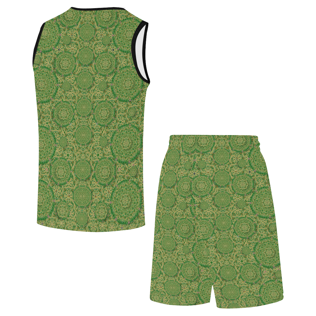 Stars in the wooden forest night in green All Over Print Basketball Uniform
