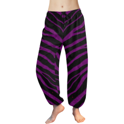 Ripped SpaceTime Stripes - Purple Women's All Over Print Harem Pants (Model L18)