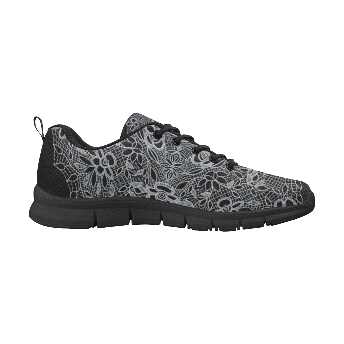 White Crocheted Lace Mandala Pattern Women's Breathable Running Shoes (Model 055)