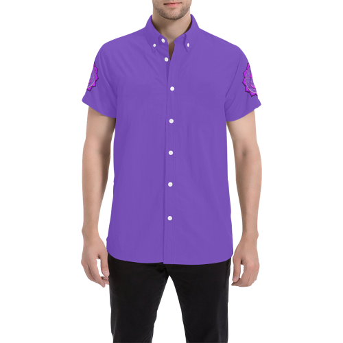 Om FOL Lilas Men's All Over Print Short Sleeve Shirt (Model T53)