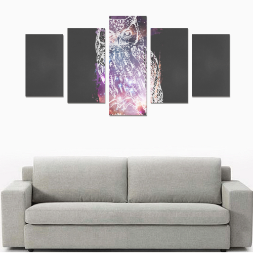 Cosmic Owl - Galaxy - Hipster Canvas Print Sets C (No Frame)