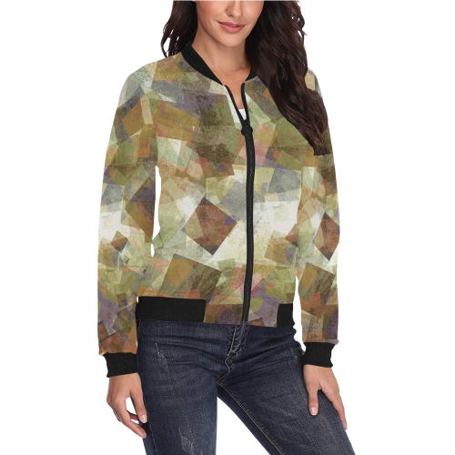 abstract squares All Over Print Bomber Jacket for Women (Model H36)