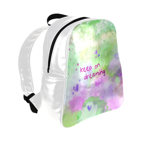 KEEP ON DREAMING - lilac and green Multi-Pockets Backpack (Model 1636)