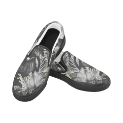 Watercolor dark jungle 2 Women's Slip-on Canvas Shoes (Model 019)