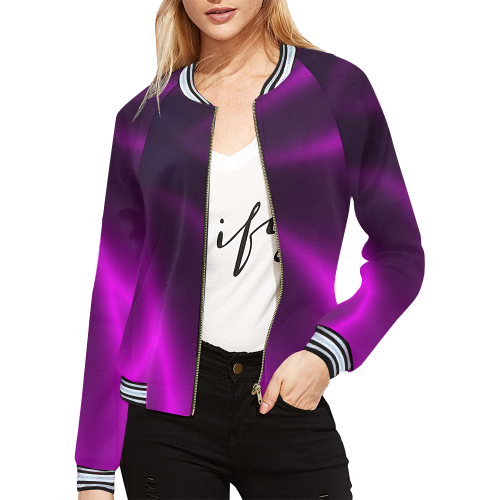 Purple Blossom All Over Print Bomber Jacket for Women (Model H21)