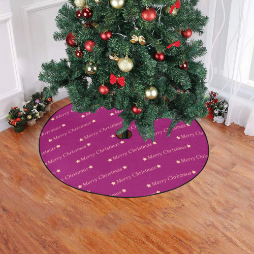 merry christmas,text,bordeaux Christmas Tree Skirt 47" x 47"