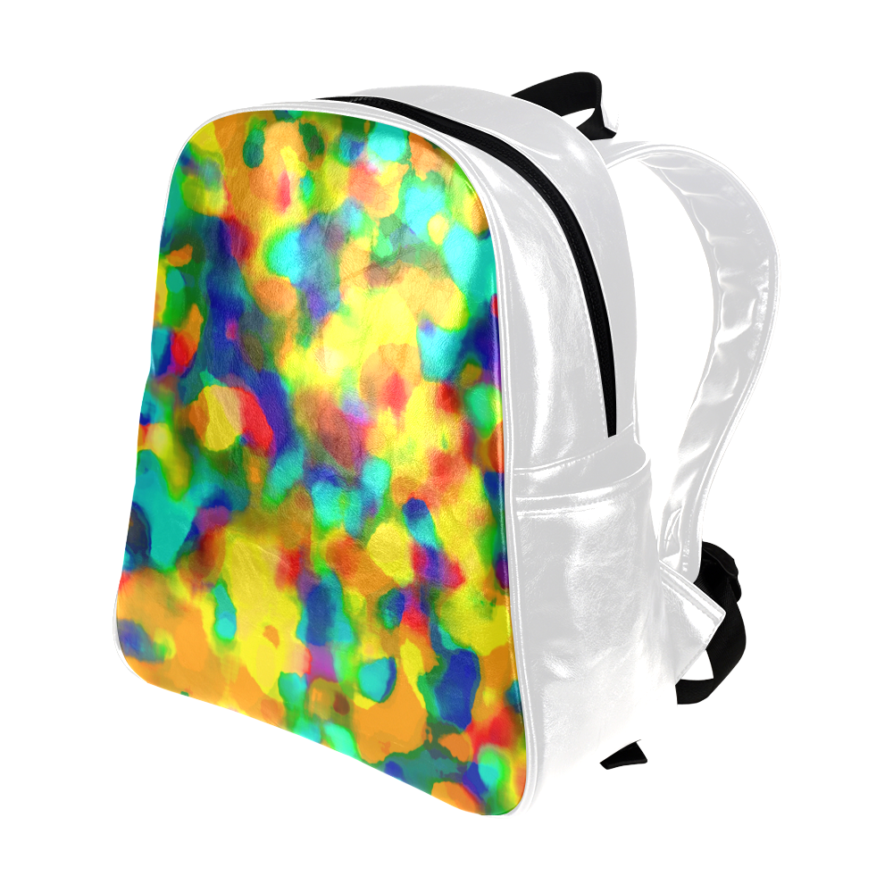 Colorful watercolors texture Multi-Pockets Backpack (Model 1636)
