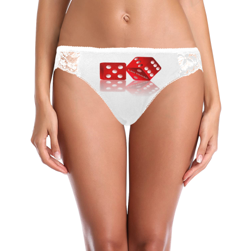 Las Vegas Craps Dice on White Women's Lace Panty (Model L41)