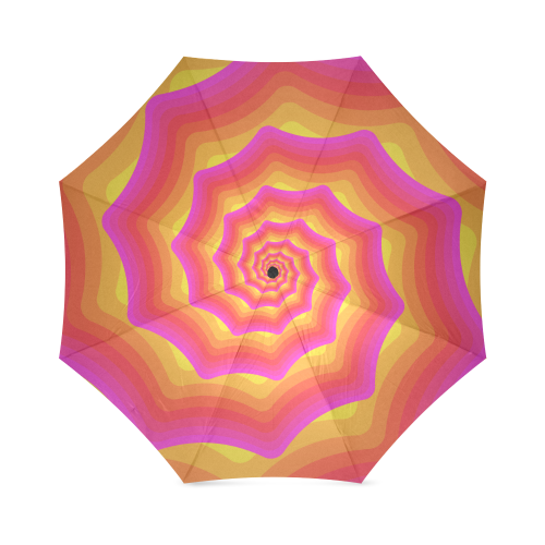Pink yellow spiral Foldable Umbrella (Model U01)