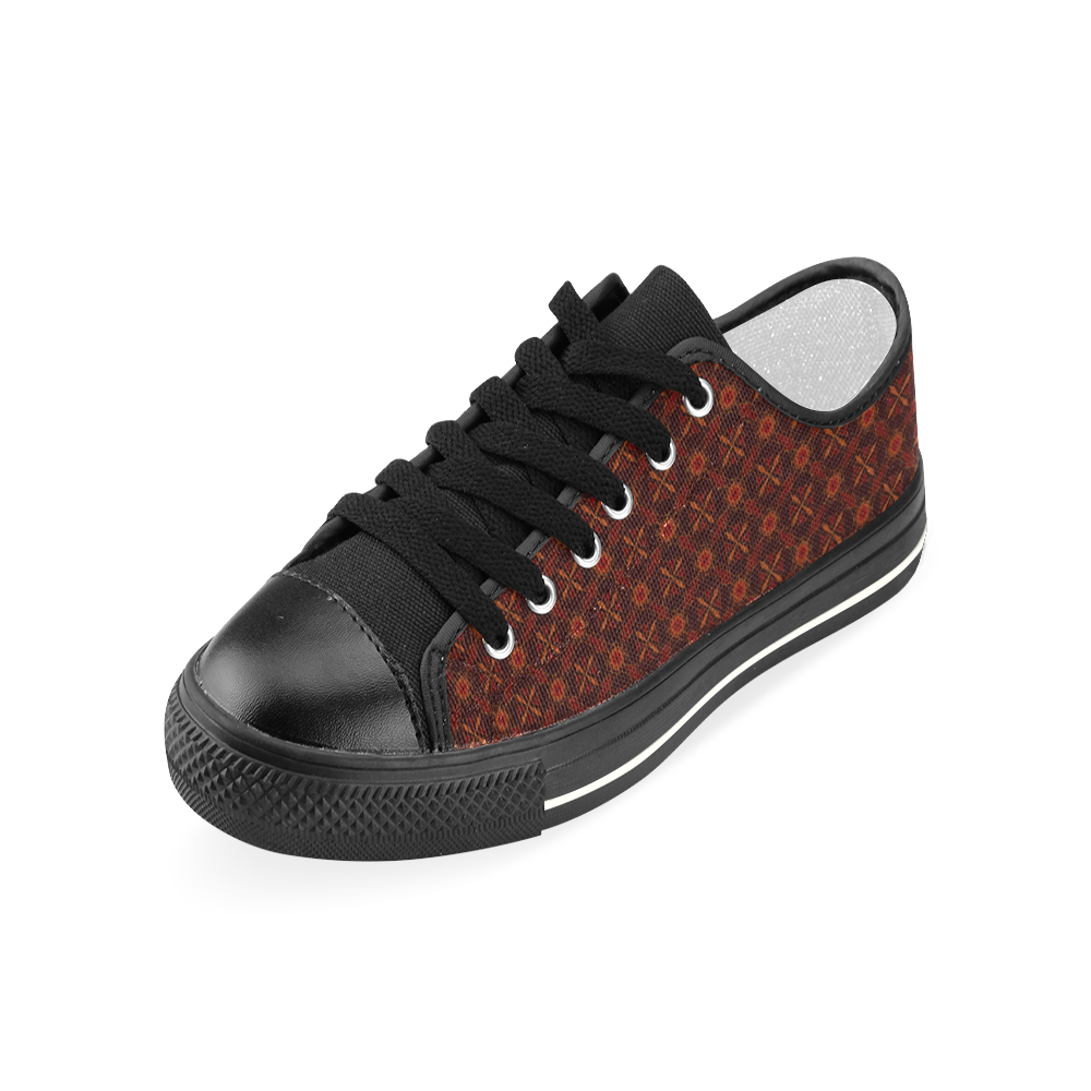 Brown Geometric Pattern Women's Classic Canvas Shoes (Model 018)