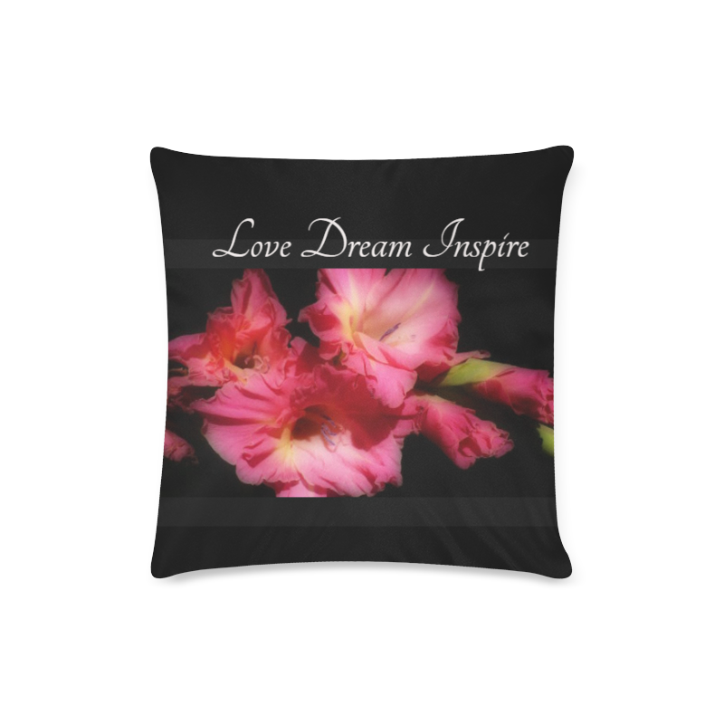 Black: Pink Gladiolus #LoveDreamInspireCio Custom Zippered Pillow Case 16"x16"(Twin Sides)