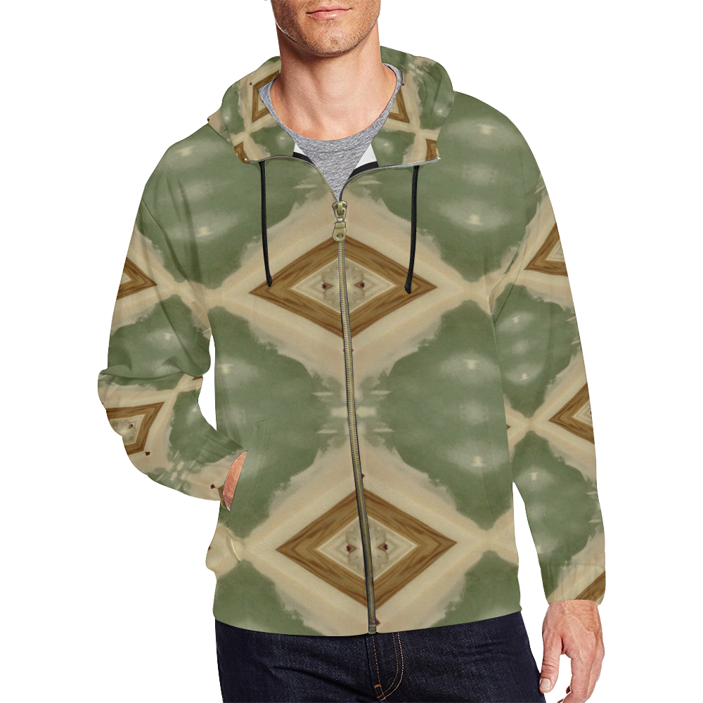 Geometric Camo All Over Print Full Zip Hoodie for Men (Model H14)
