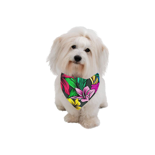 Neon Hibiscus Pet Dog Bandana/Large Size