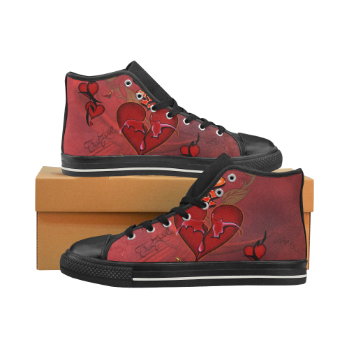 Wonderful hearts High Top Canvas Shoes for Kid (Model 017)