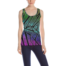 Neon Rainbow Cracked Mosaic All Over Print Tank Top for Women (Model T43)
