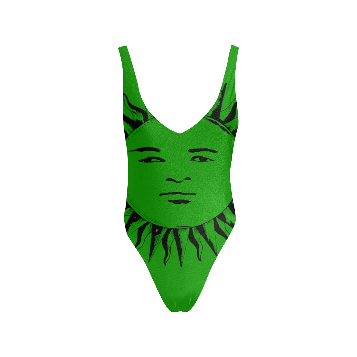 GOD One Piece Swimsuits Green Sexy Low Back One-Piece Swimsuit (Model S09)