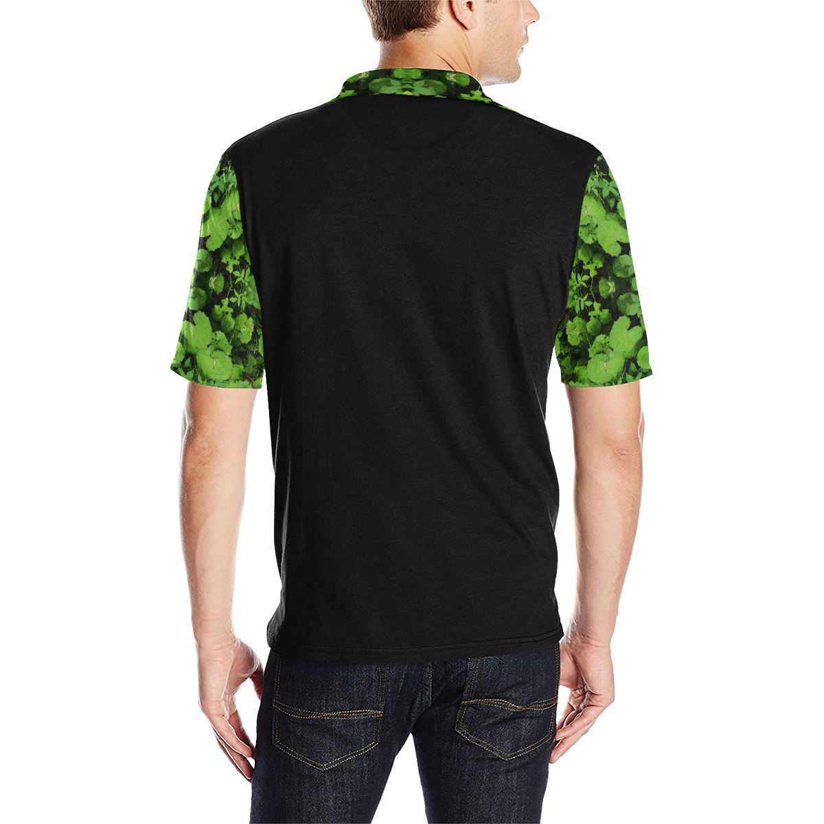 the green x Men's All Over Print Polo Shirt (Model T55)