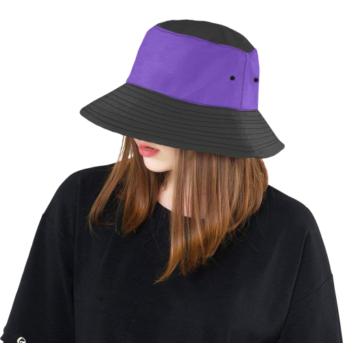 solid colors black and purple All Over Print Bucket Hat