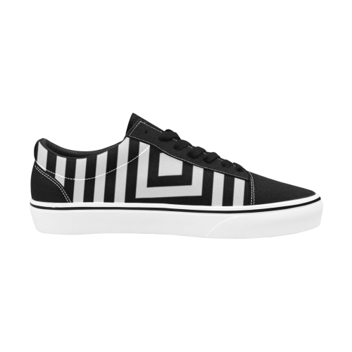negro blanco 3d Men's Low Top Skateboarding Shoes (Model E001-2)