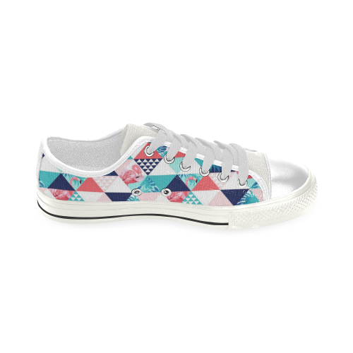 Flamingo Triangle Pattern Low Top Canvas Shoes for Kid (Model 018)