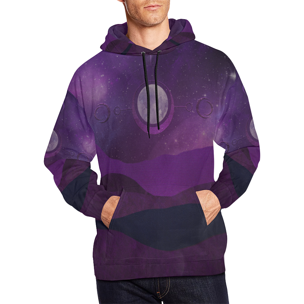 Purple Moon Night All Over Print Hoodie for Men (USA Size) (Model H13)