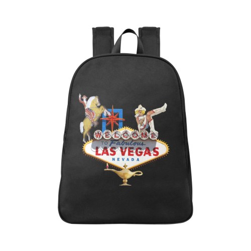 Las Vegas Welcome Sign on Black Fabric School Backpack (Model 1682) (Large)