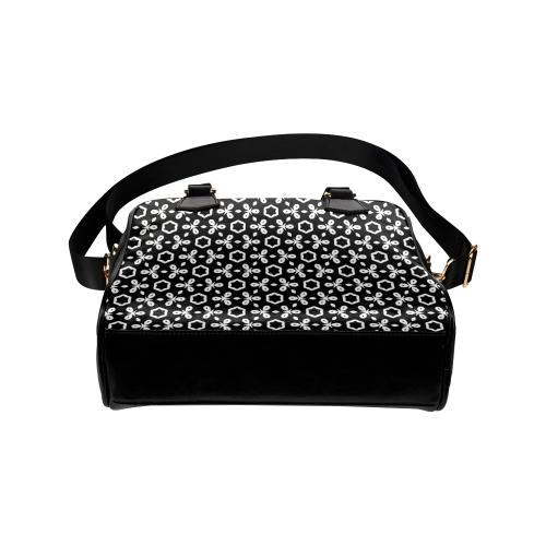 geometric pattern black and white Shoulder Handbag (Model 1634)