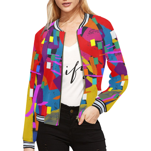 CONFETTI NIGHTS 2 All Over Print Bomber Jacket for Women (Model H21)