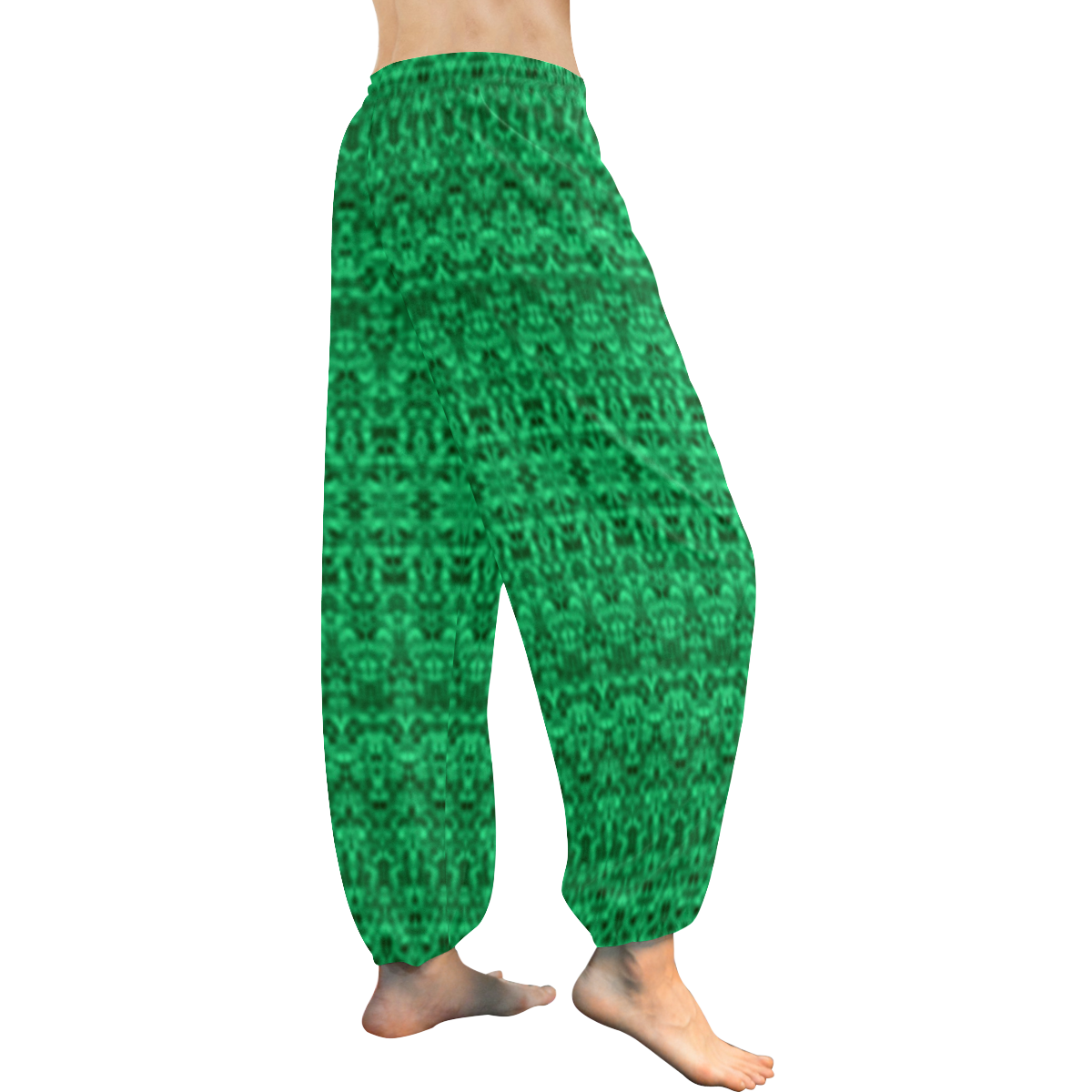 Abstract Green Damask Women's All Over Print Harem Pants (Model L18)