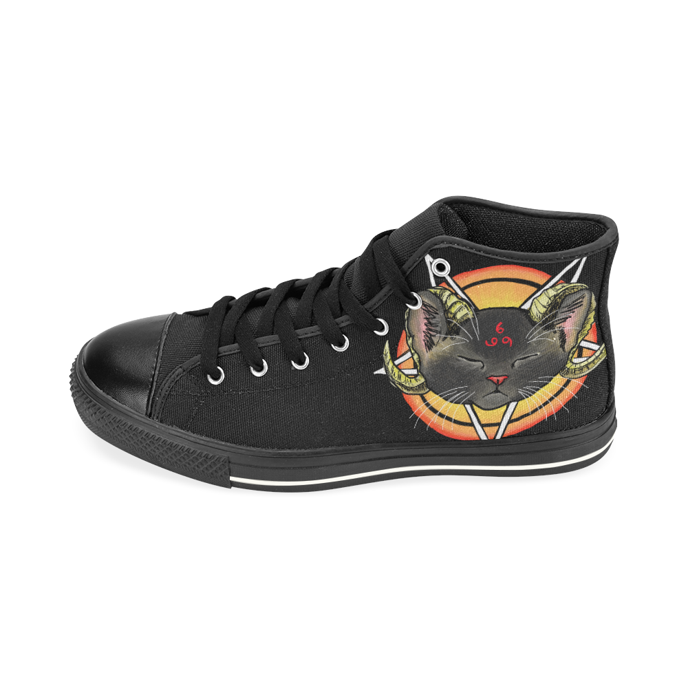 Evil Kitten High Top Canvas Shoes for Kid (Model 017)