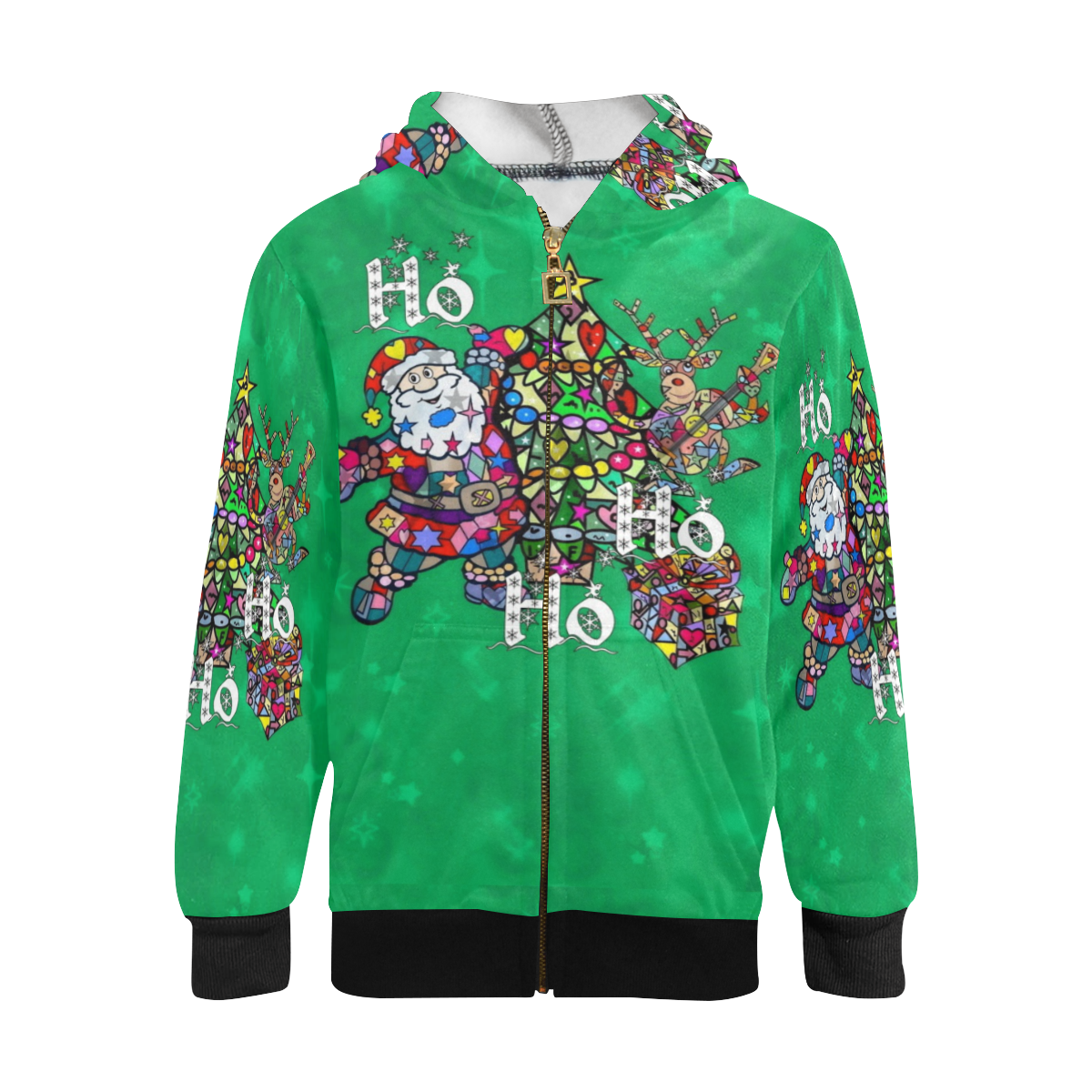 Ho Ho Ho X Mas by Nico Bielow Kids' All Over Print Full Zip Hoodie (Model H39)