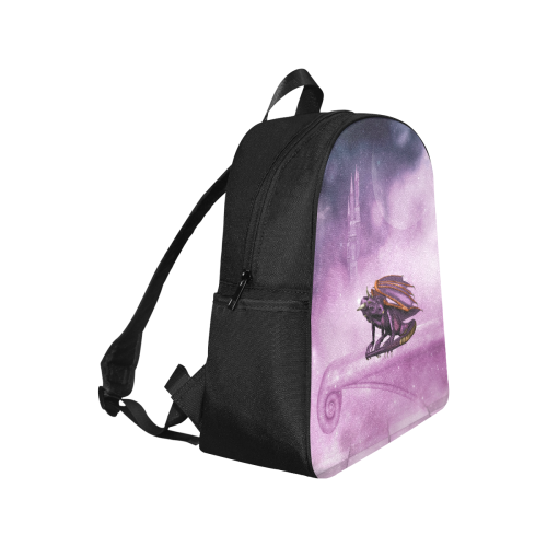 Wonderful violet dragon Multi-Pocket Fabric Backpack (Model 1684)