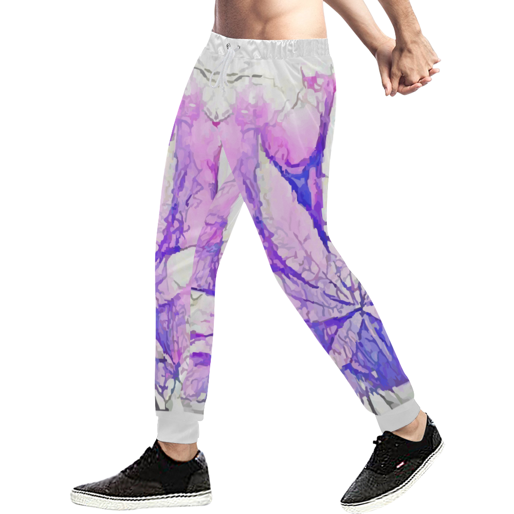 Acid Leaf (White) Men's All Over Print Sweatpants (Model L11)