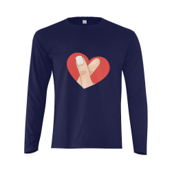 Red Heart Fingers / Blue Sunny Men's T-shirt (long-sleeve) (Model T08)