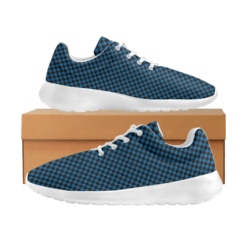 Checkerboard Black And Classic Blue Women's Athletic Shoes (Model 0200)