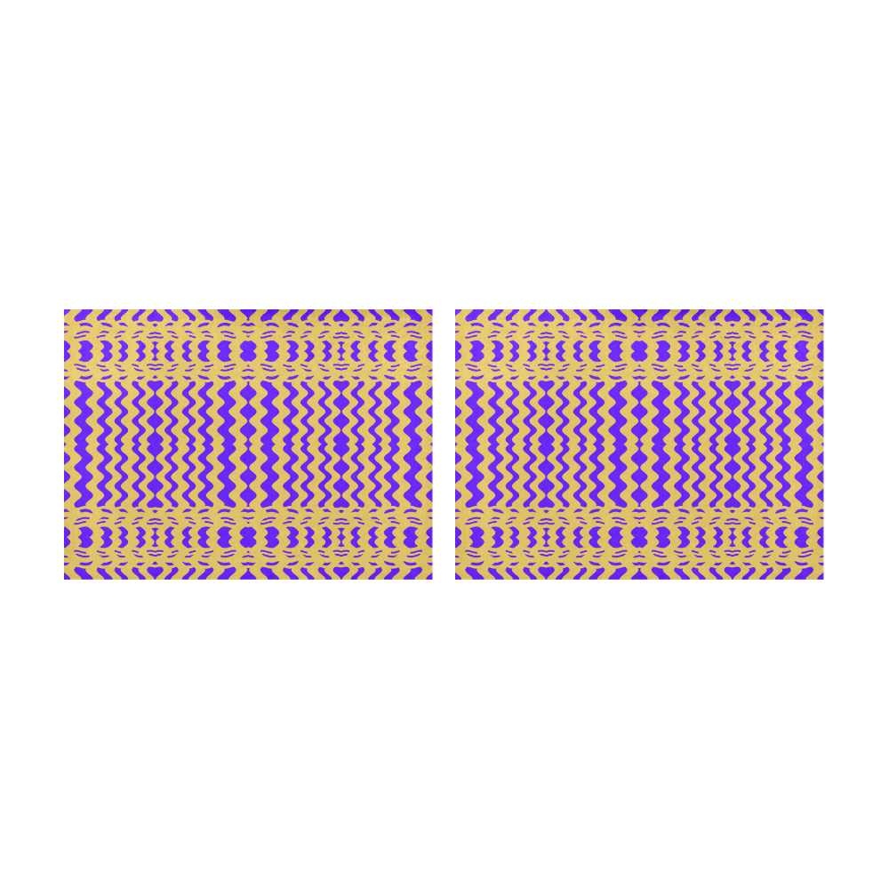 Purple Yellow Modern  Waves Lines Placemat 14’’ x 19’’ (Set of 2)