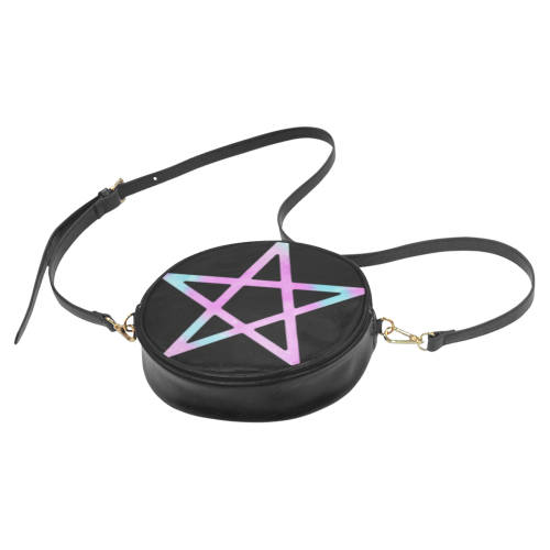 Witchy Witch Pentagram Gothic Leather Round Sling Bag (Model 1647)