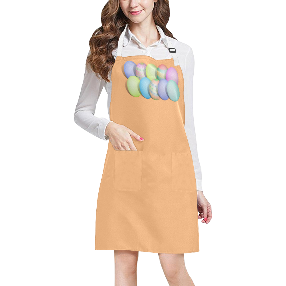 Pastel Colored Easter Eggs on Rose Gold All Over Print Apron