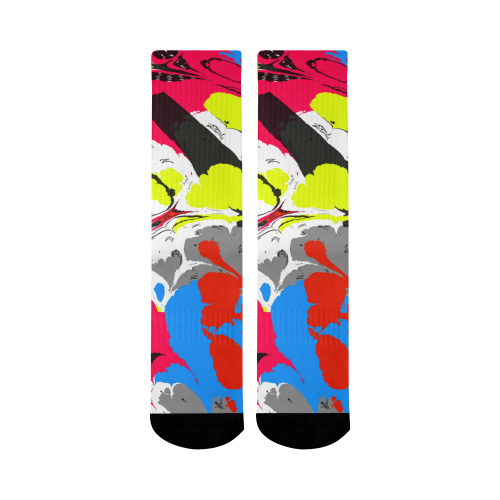 Colorful distorted shapes2 Mid-Calf Socks (Black Sole)