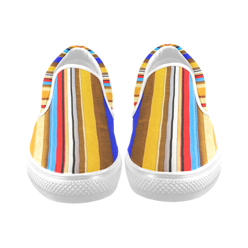 Colorful abstract pattern stripe art Women's Unusual Slip-on Canvas Shoes (Model 019)