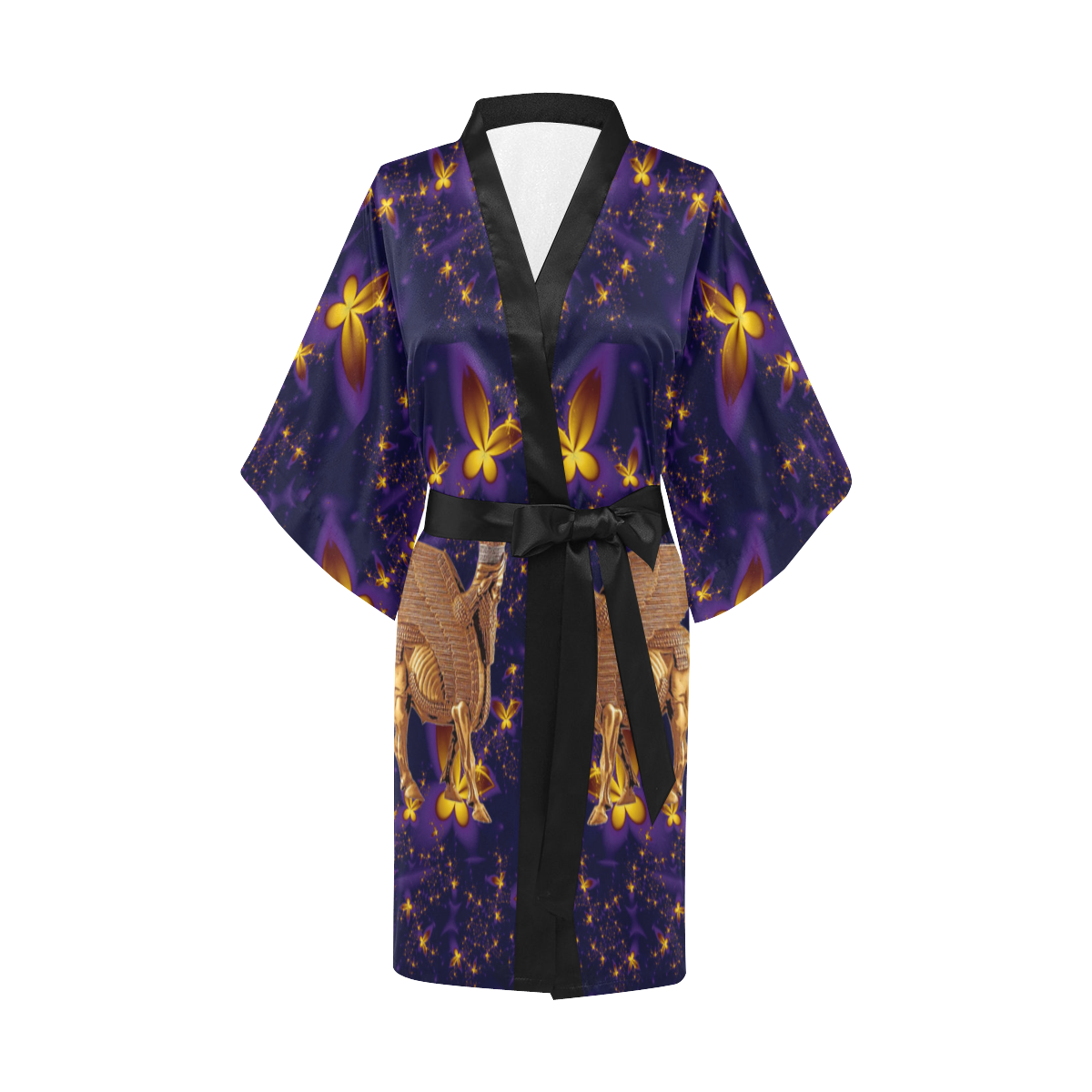 Golden Lamassu Kimono Robe